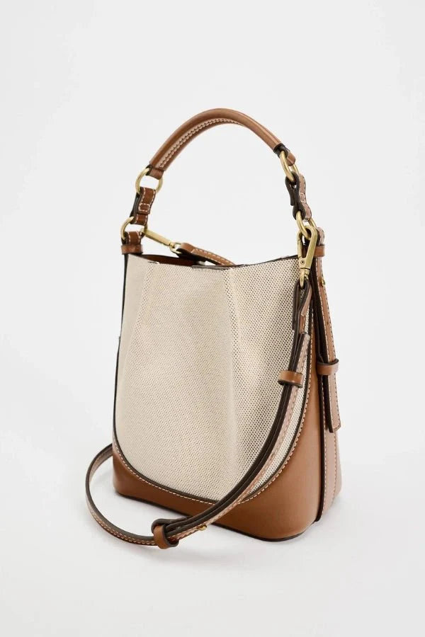 Enora Crossbody Bag - Canvas & PU Leather Minimalist Carry - Image 20