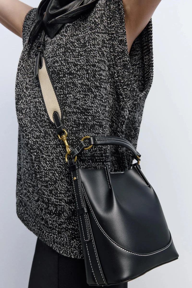 Enora Crossbody Bag - Canvas & PU Leather Minimalist Carry - Image 2