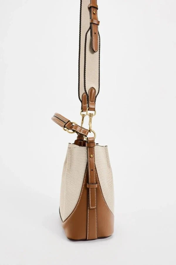 Enora Crossbody Bag - Canvas & PU Leather Minimalist Carry - Image 24