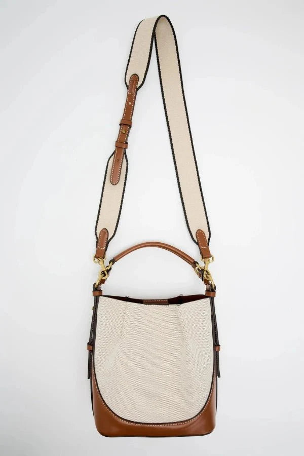Enora Crossbody Bag - Canvas & PU Leather Minimalist Carry - Image 23