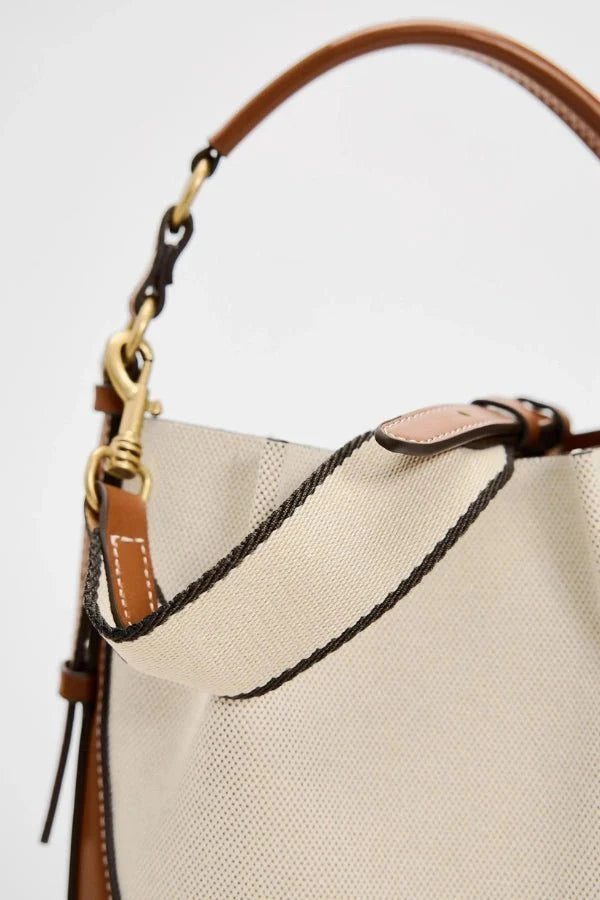 Enora Crossbody Bag - Canvas & PU Leather Minimalist Carry - Image 22