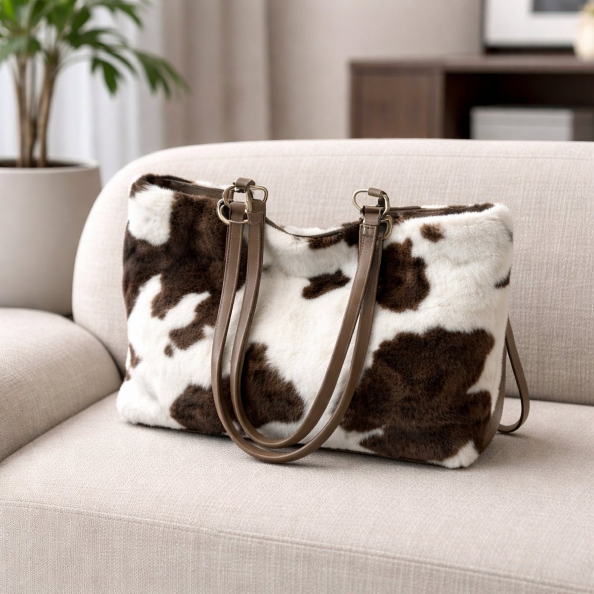 Kaelan Tote Bag - Faux Fur Spacious Everyday Carry - Image 5